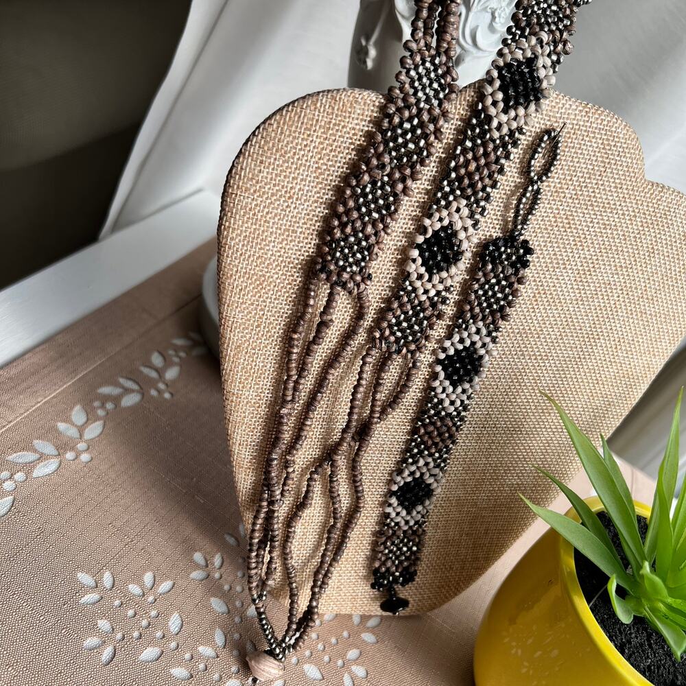 NWOT Real Simple Style Safari Tribal Beaded Bracelet & Necklace Matching Set